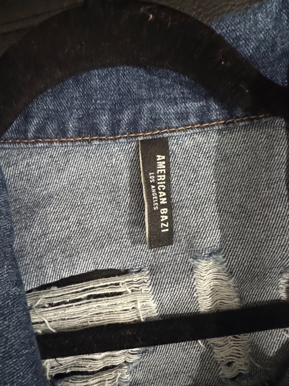 Distressed Cropped Denim Jacket with Fringe sz Small - Picture 3 of 4